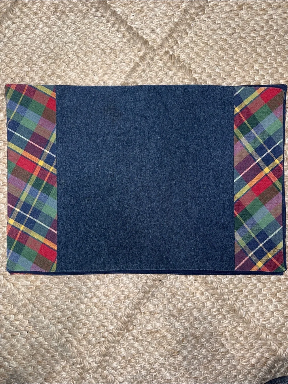 Plaid and Denim Placemats Cottage core - set of 4